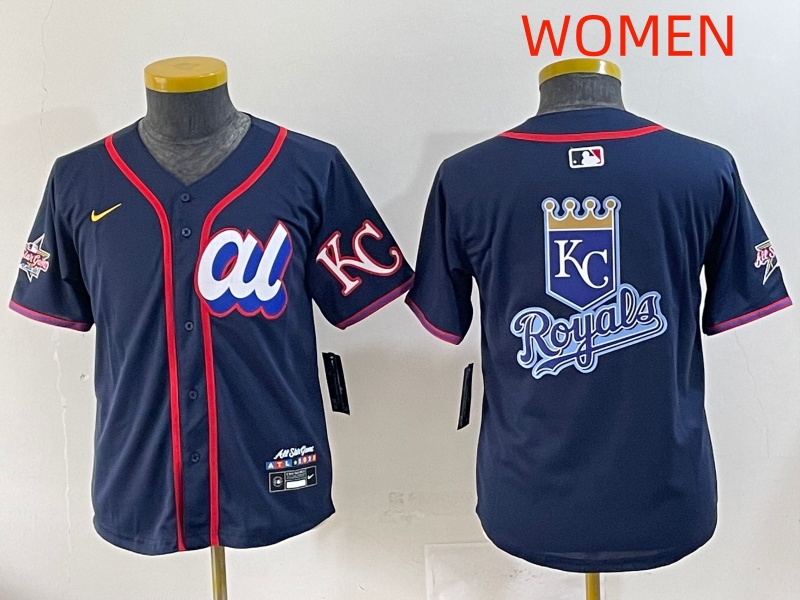 women 2025 Kansas City Royals Blank Drak Blue All star Blank Blue Nike MLB Jersey style 3